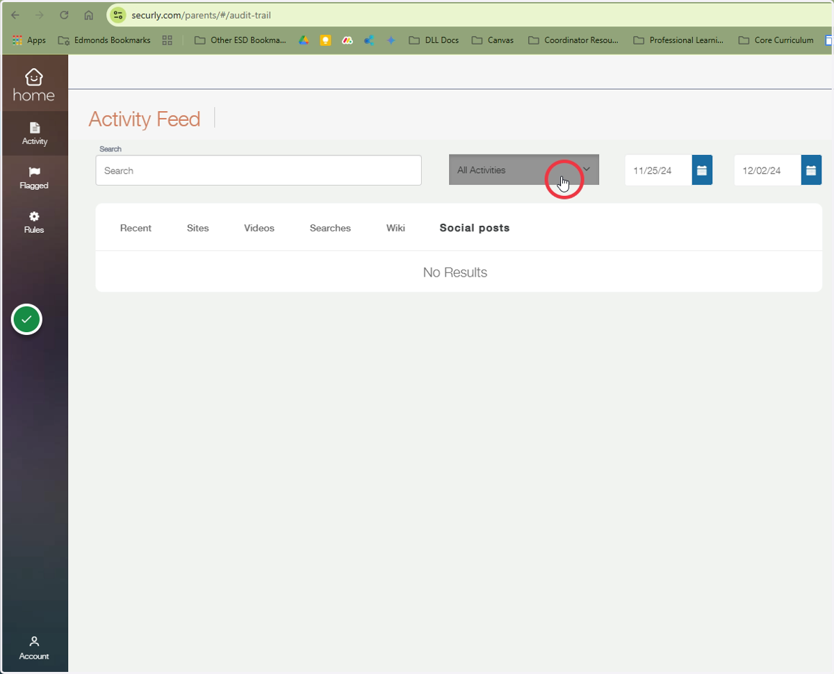 Student activity toggle