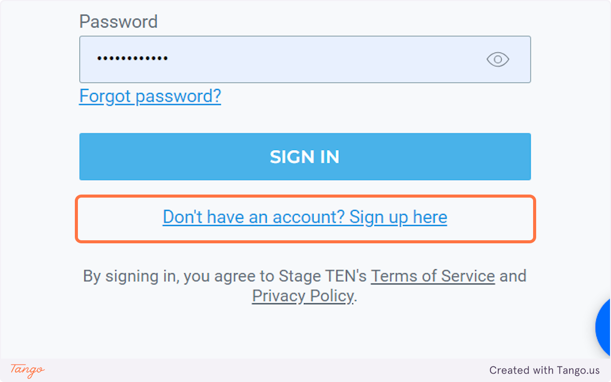If you do not have an account already, click on "Don't have an account? Sign up here".