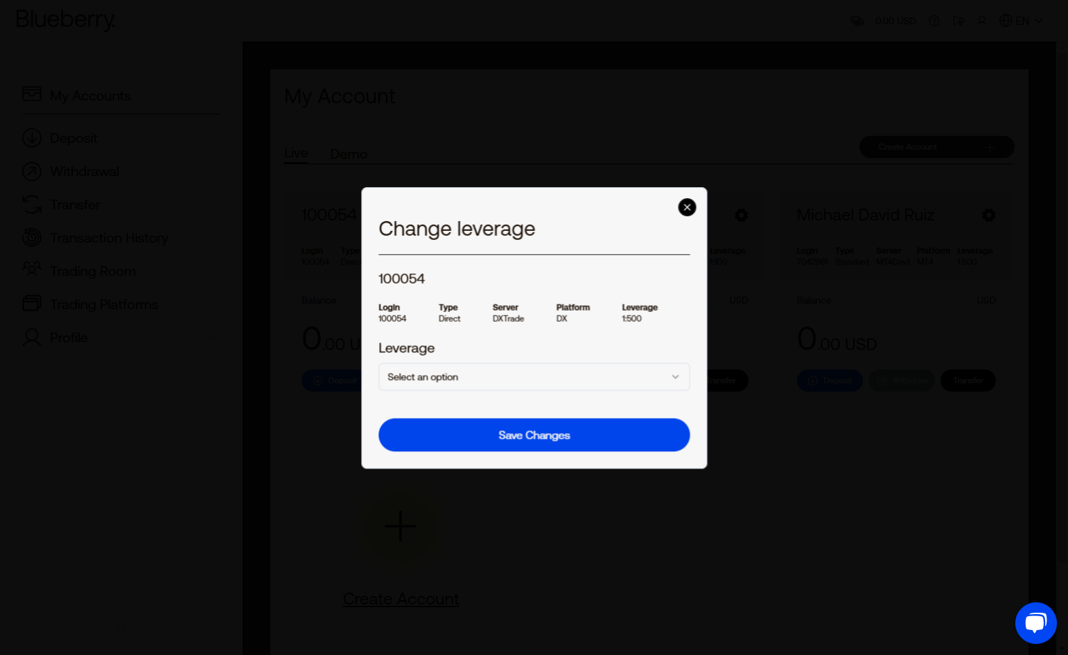 Click on Change leverage