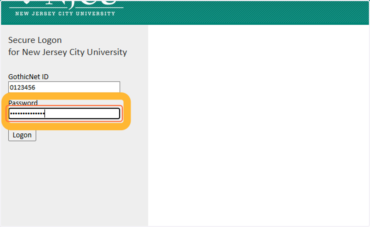 Type in your NJCU password...remember: it's case-sensitive!