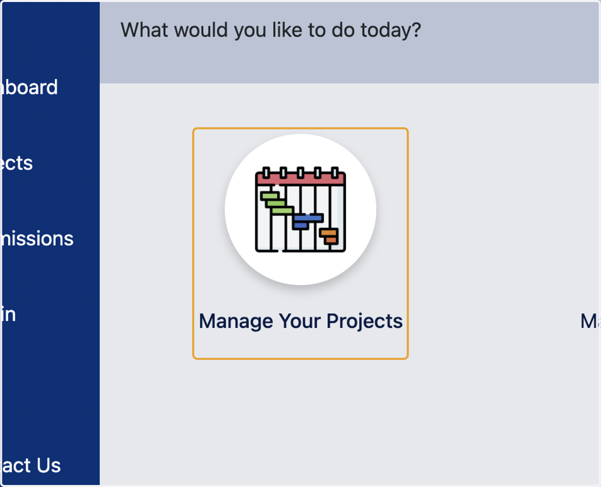 Click on Manage Your Projects