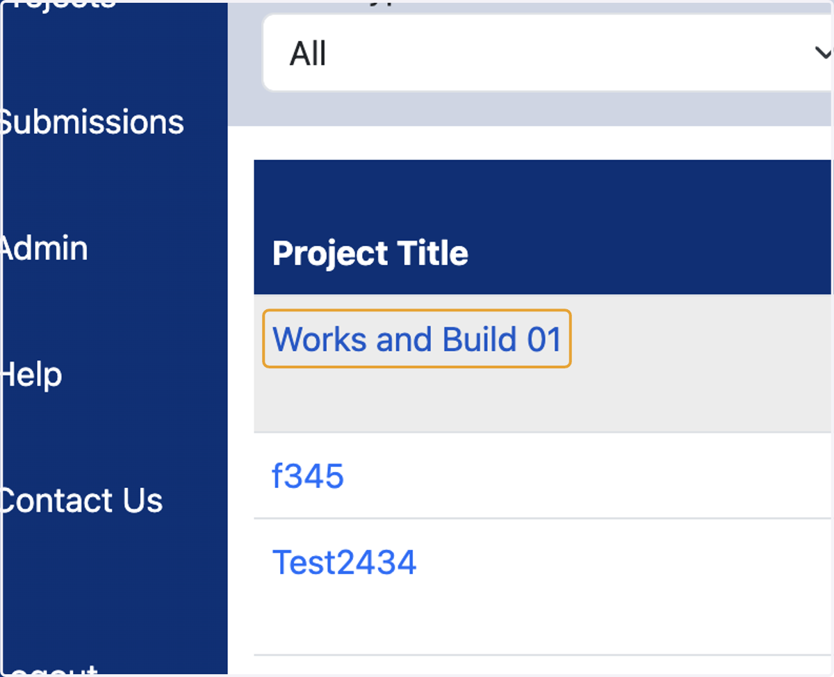 Click on the Project