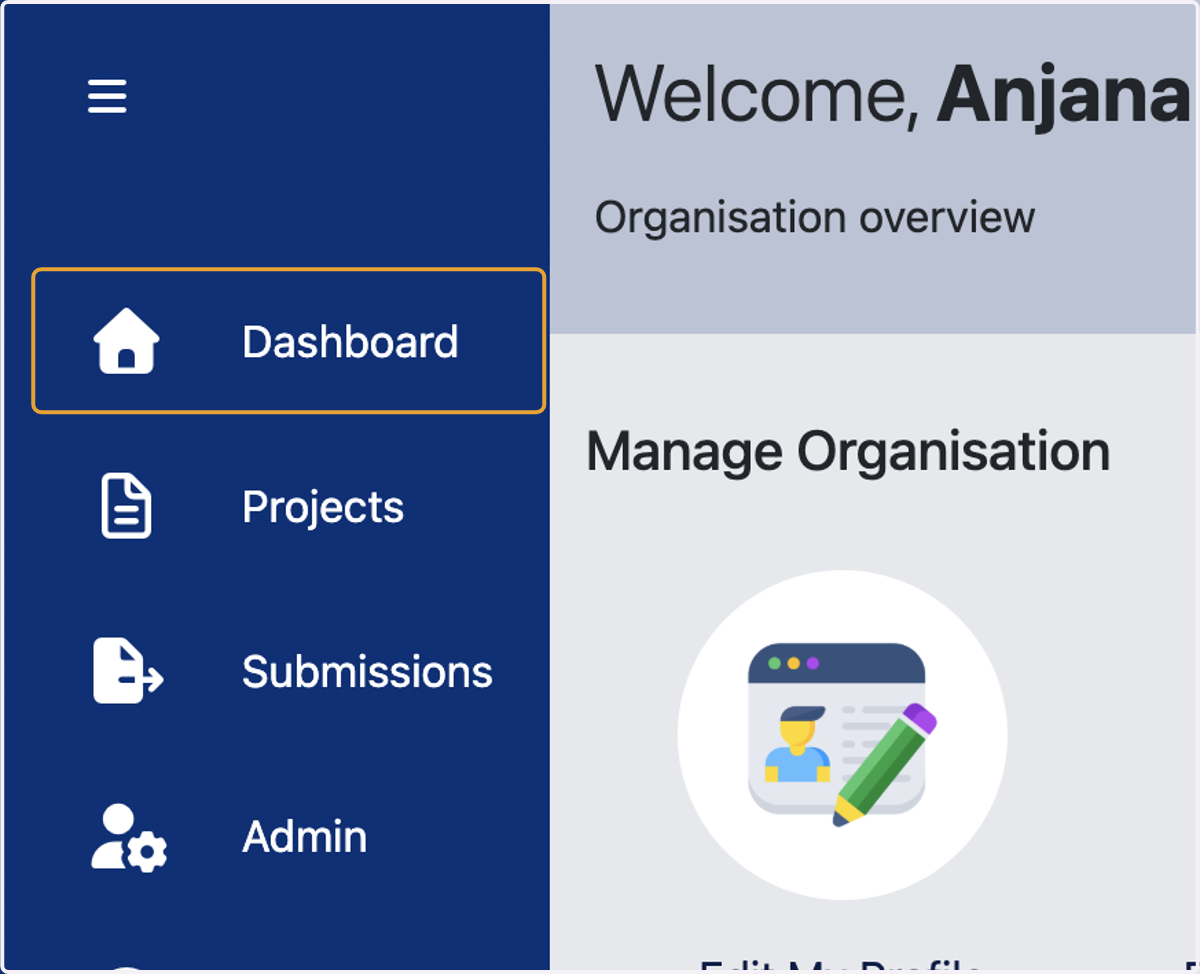 Click on Dashboard