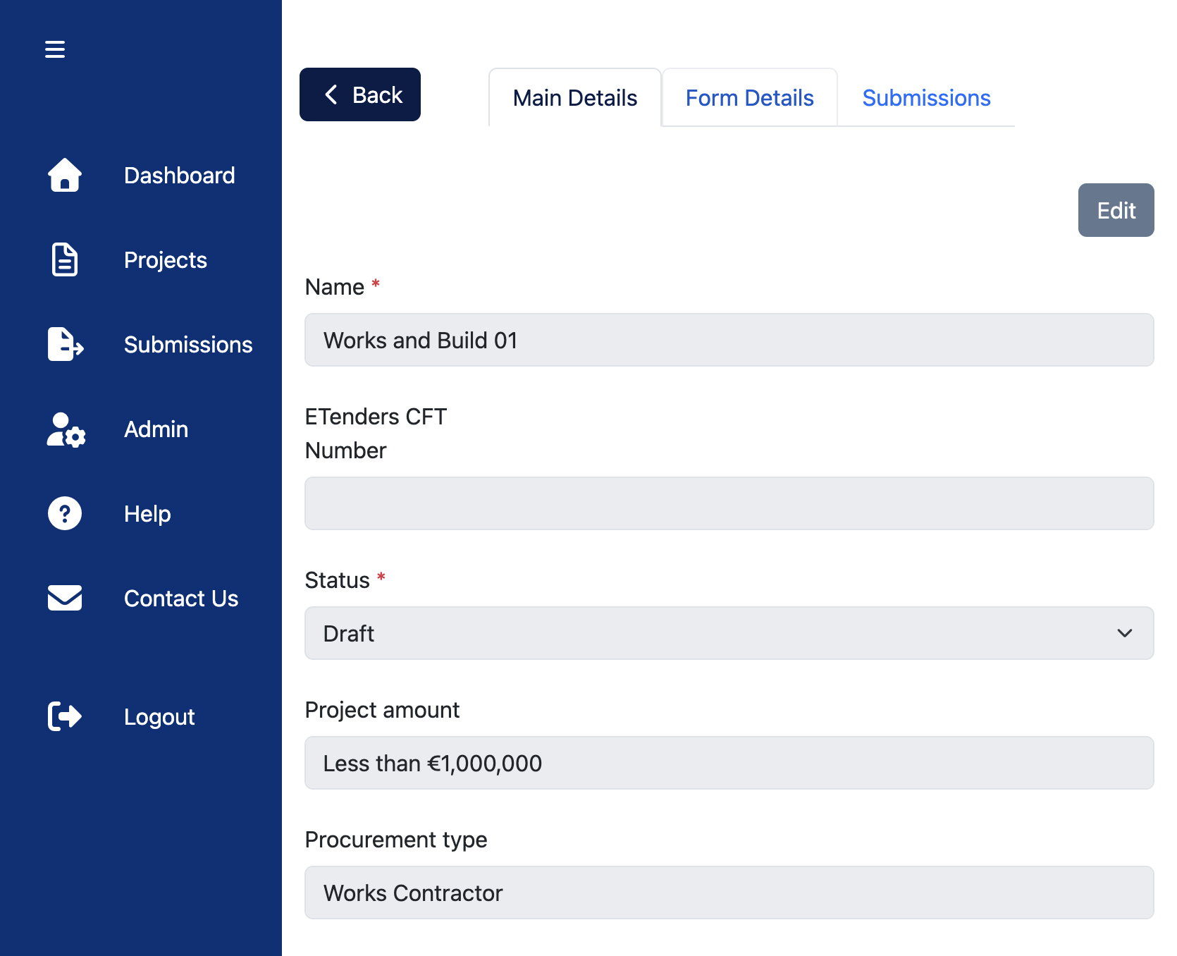 Click on Form Details