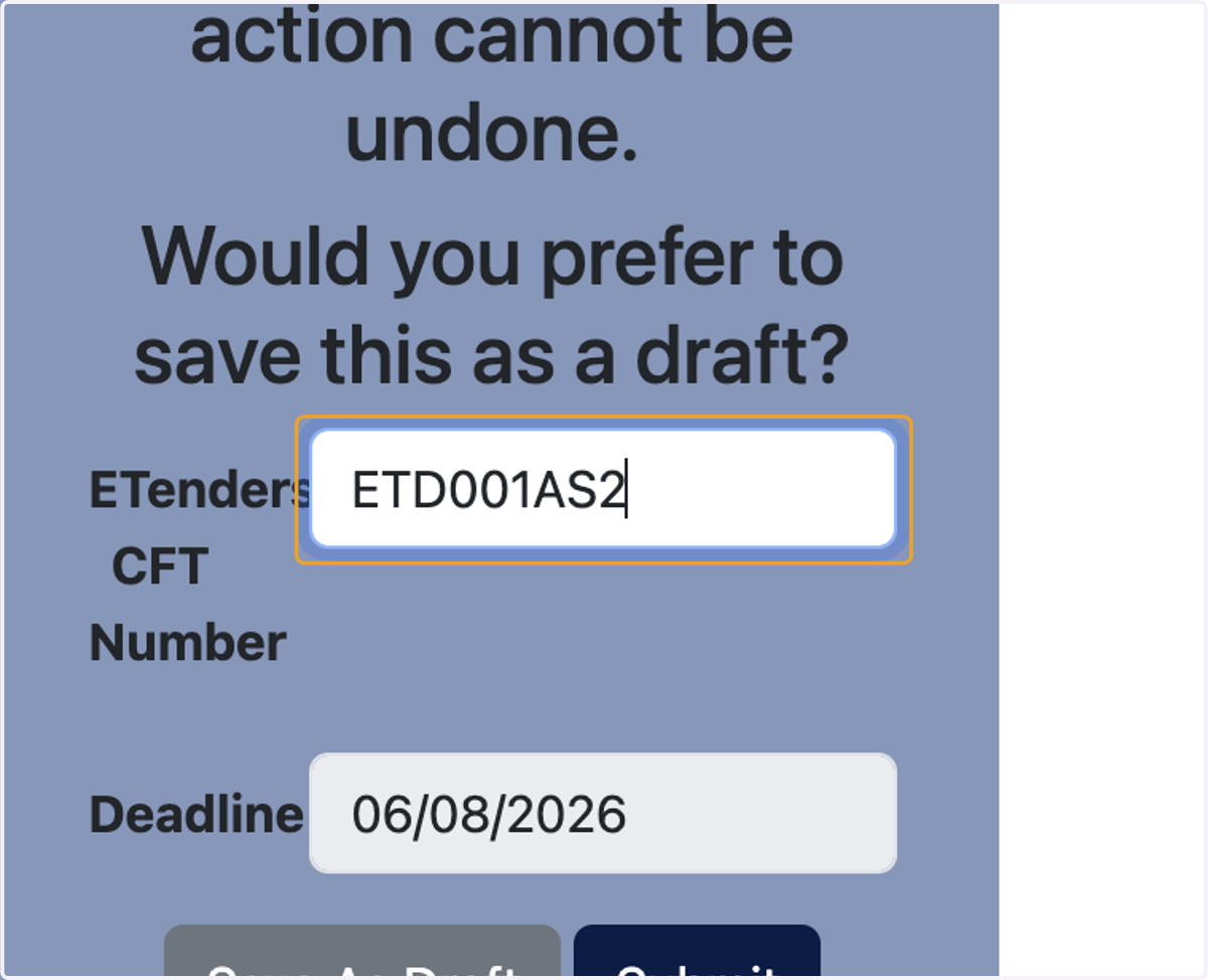 Type ETenders CFT Number