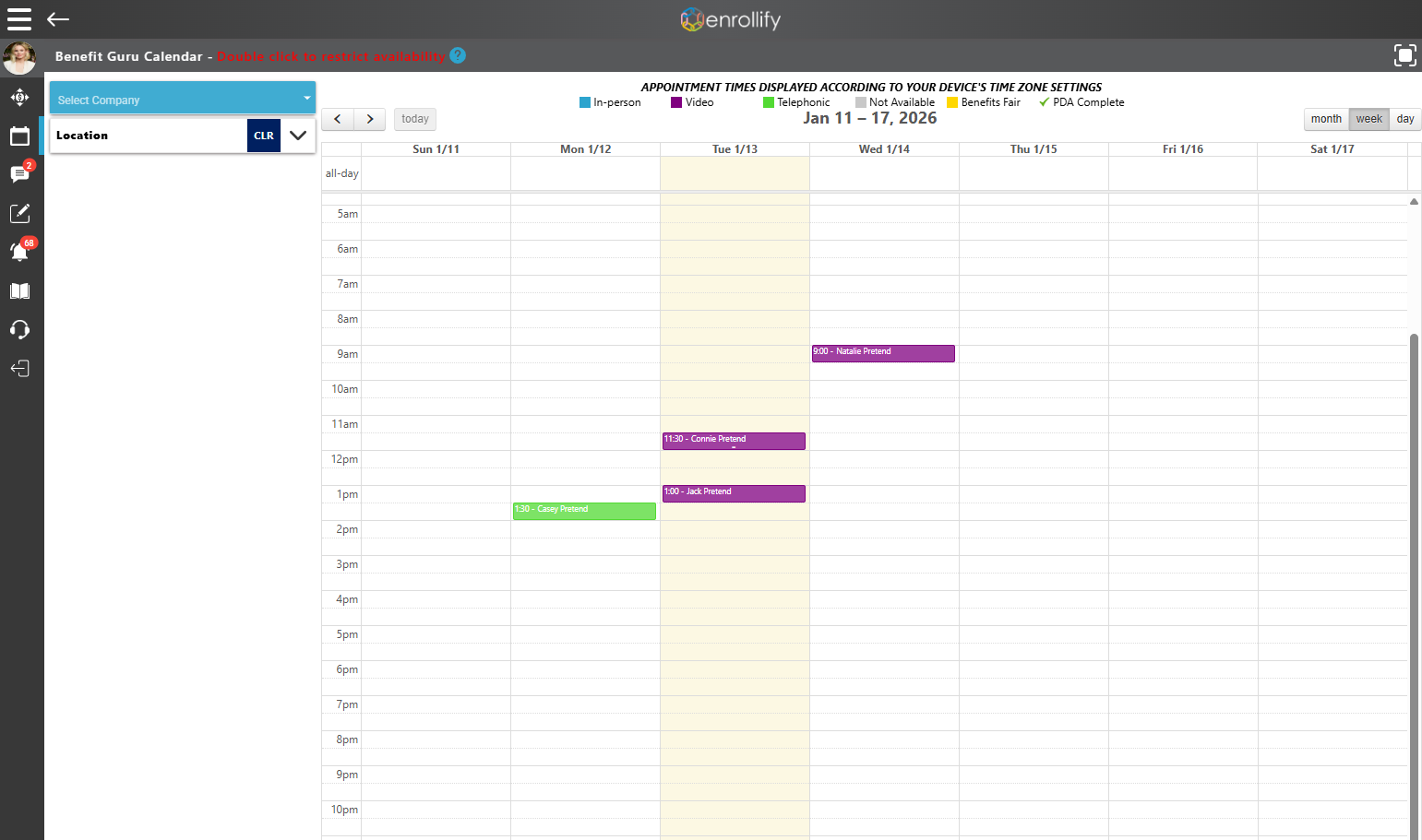 Click on Employee that needs Rescheduling
