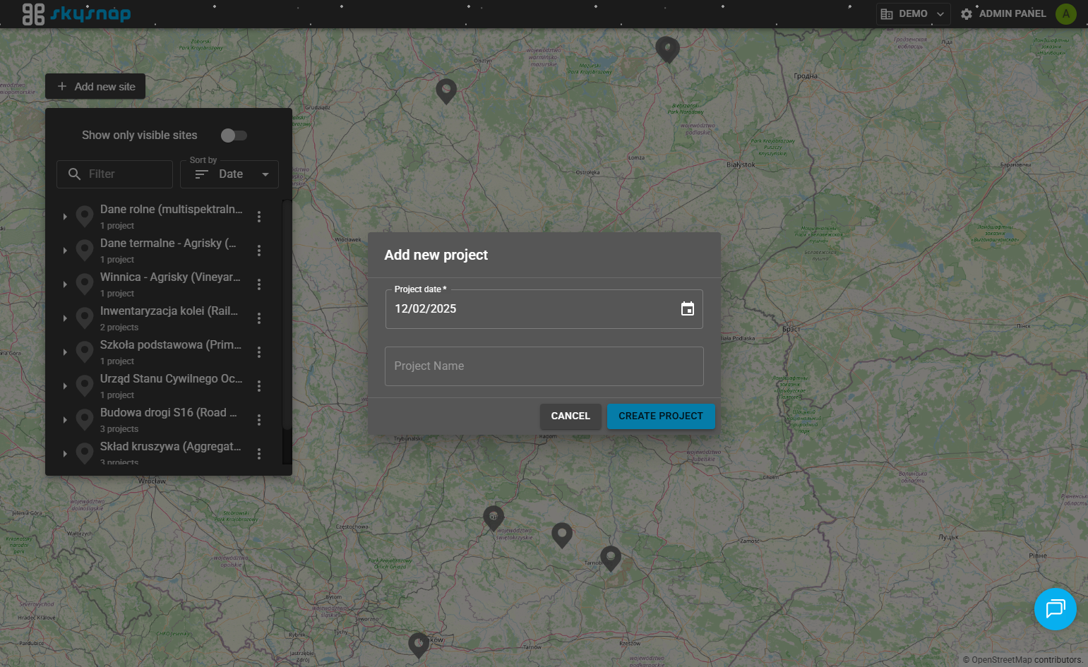 To create the project, click the "Create project" button.