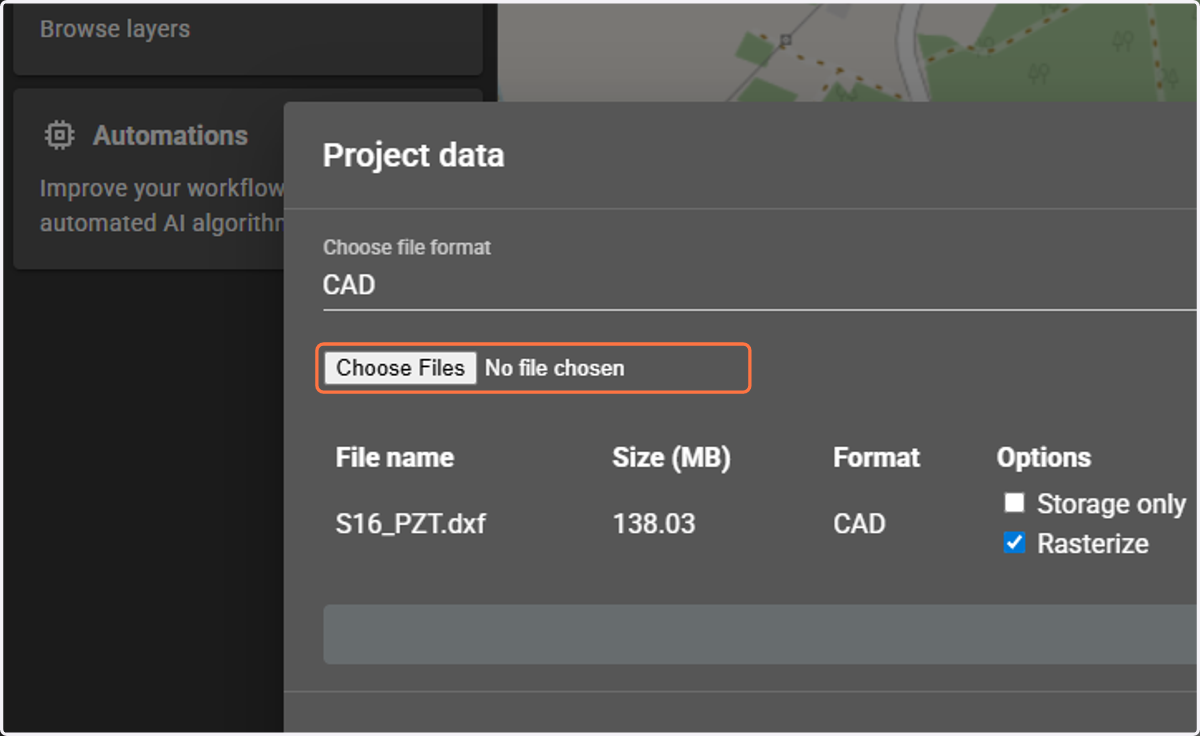 EXAMPLE - Uploading a CAD file to a project