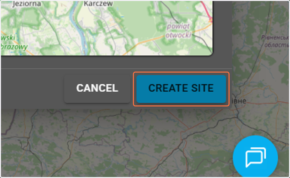Confirm your selection with the "Create site" button.