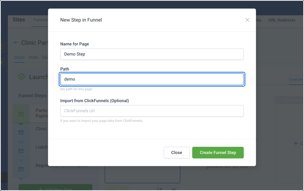 Edit the Funnel Step fields