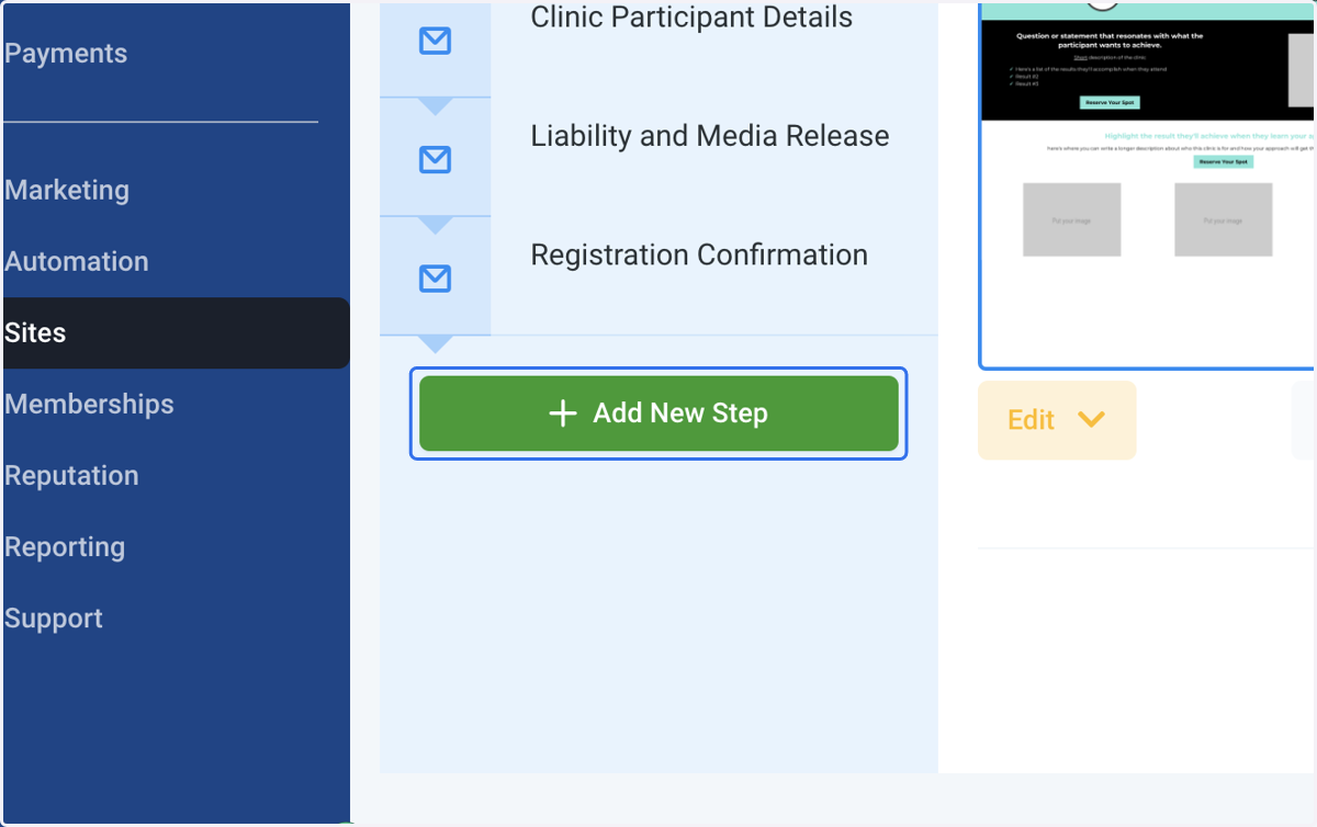 To add a new step, click + Add New Step