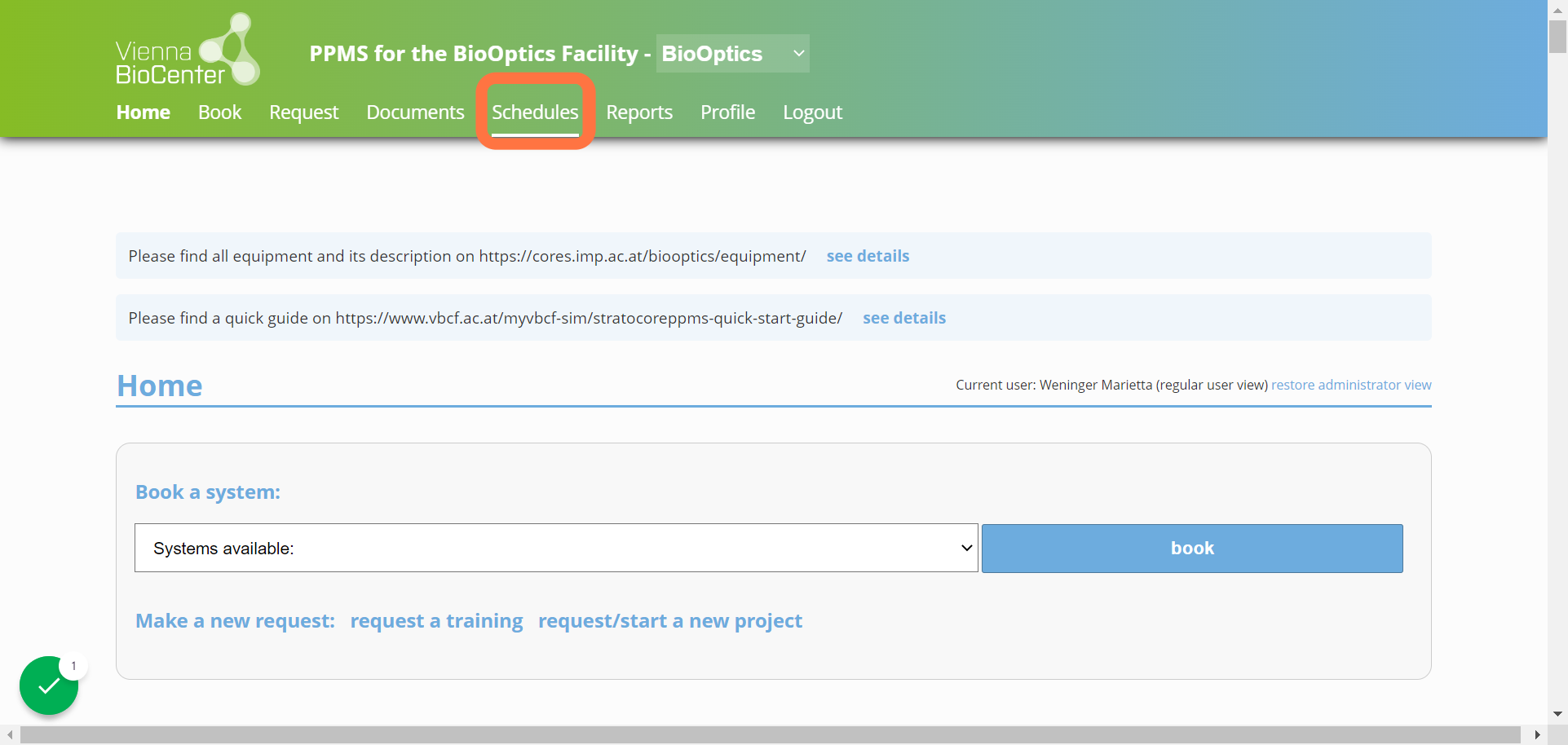Please click on 'Schedules'