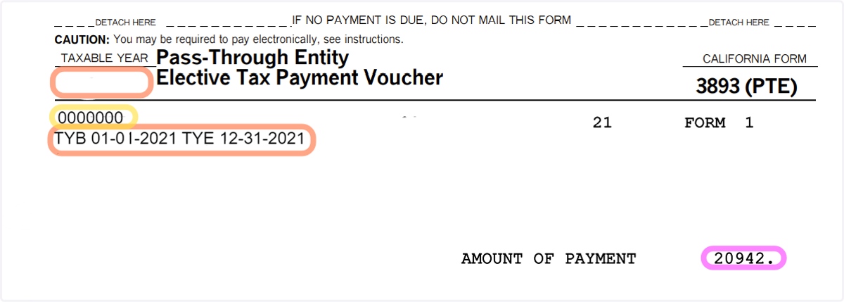 Look at your Tax Return Letter and Find your 3893 (PTE) Voucher in your Tax Return (Please be aware that a voucher MAY NOT be provided if Shelby has directed you to make the payment directly, or if this was already accounted for during the tax planni
