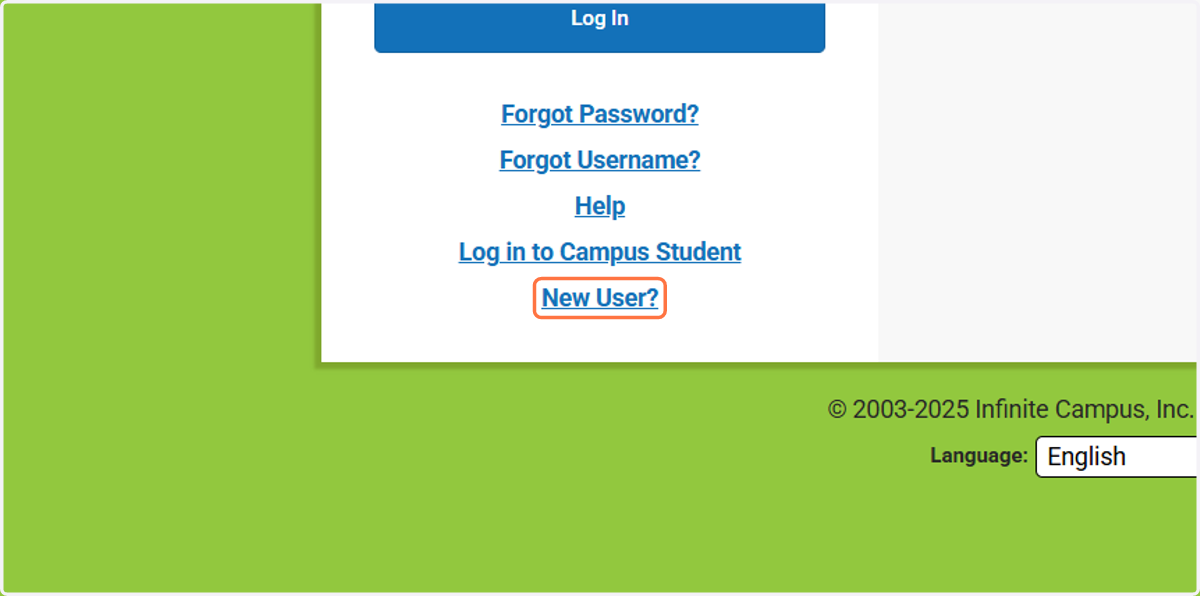 Click on the New User Link