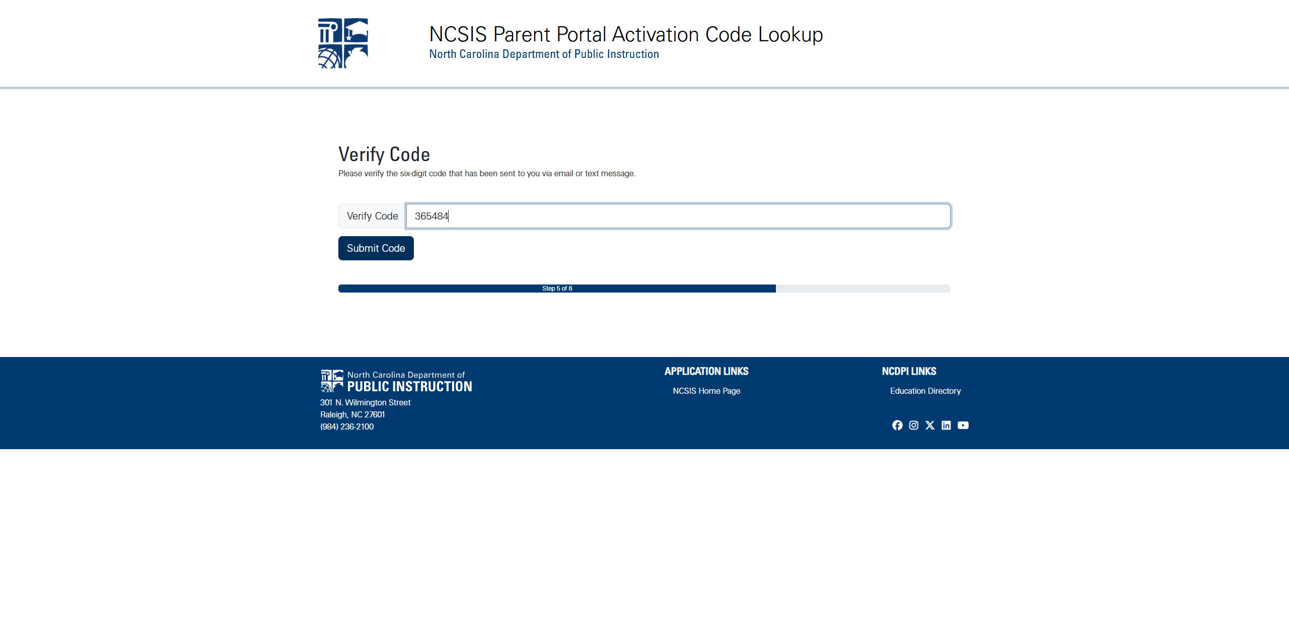 Once you receive your verification code, enter it and select Submit Code.