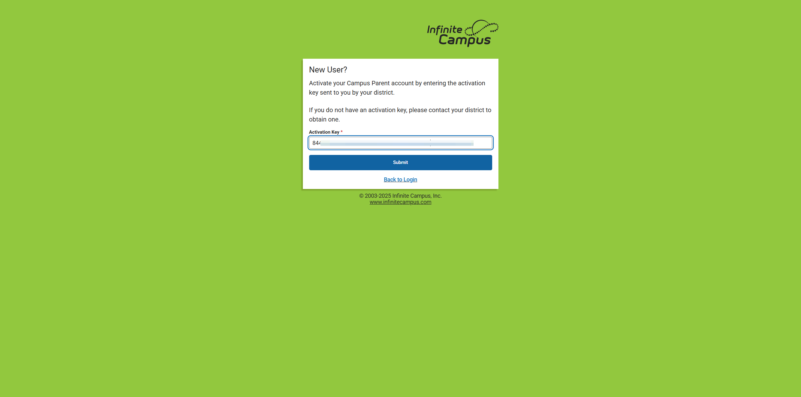 Enter the Activation Code provided in Step 9 and click on Submit