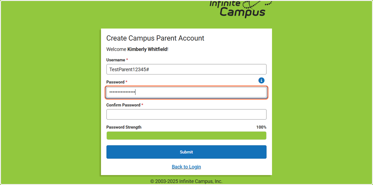 Enter your desired password.