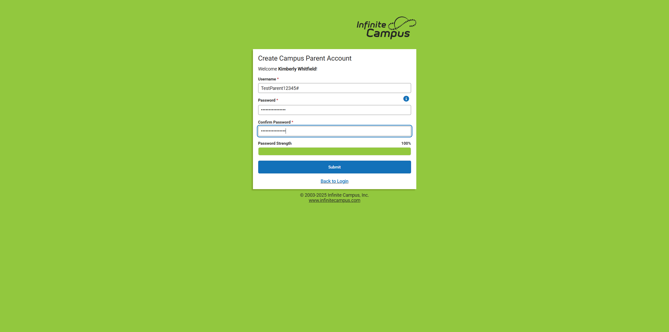Confirm your password.