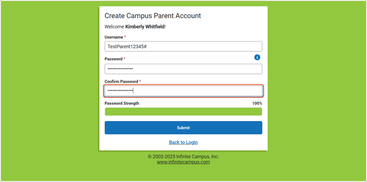 Confirm your password.