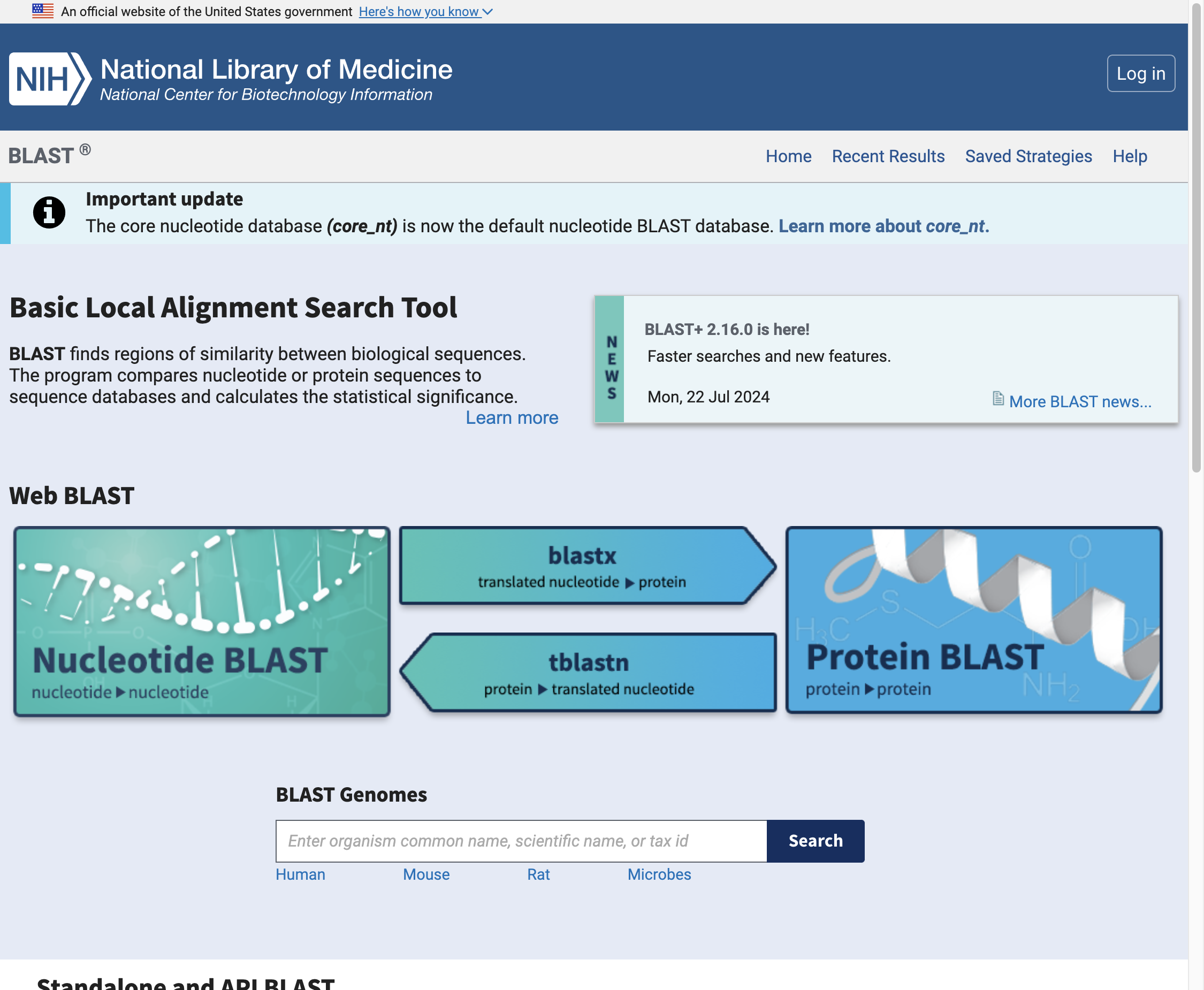 Select Nucleotide BLAST.