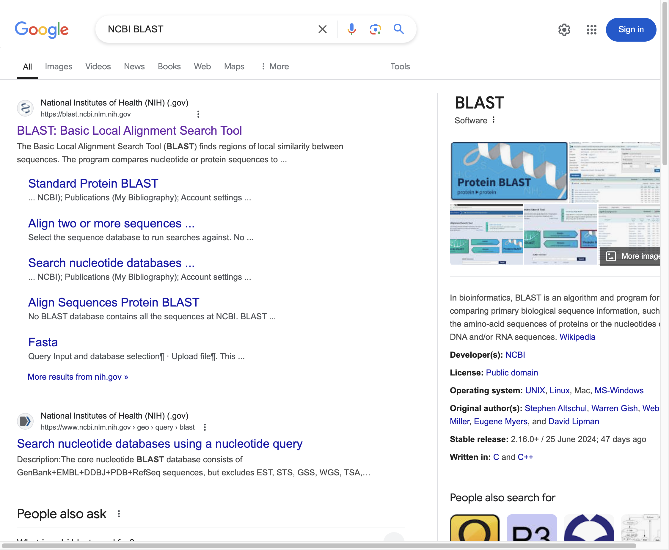 Click on the link for BLAST: Basic Local Alignment Search Tool.