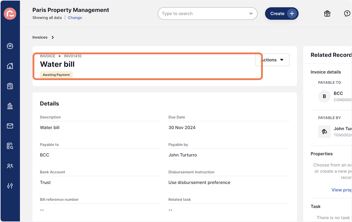 Navigate to the invoice you wish to void