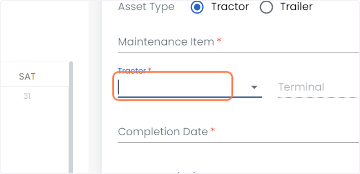 Select the Tractor from the dropdown menu