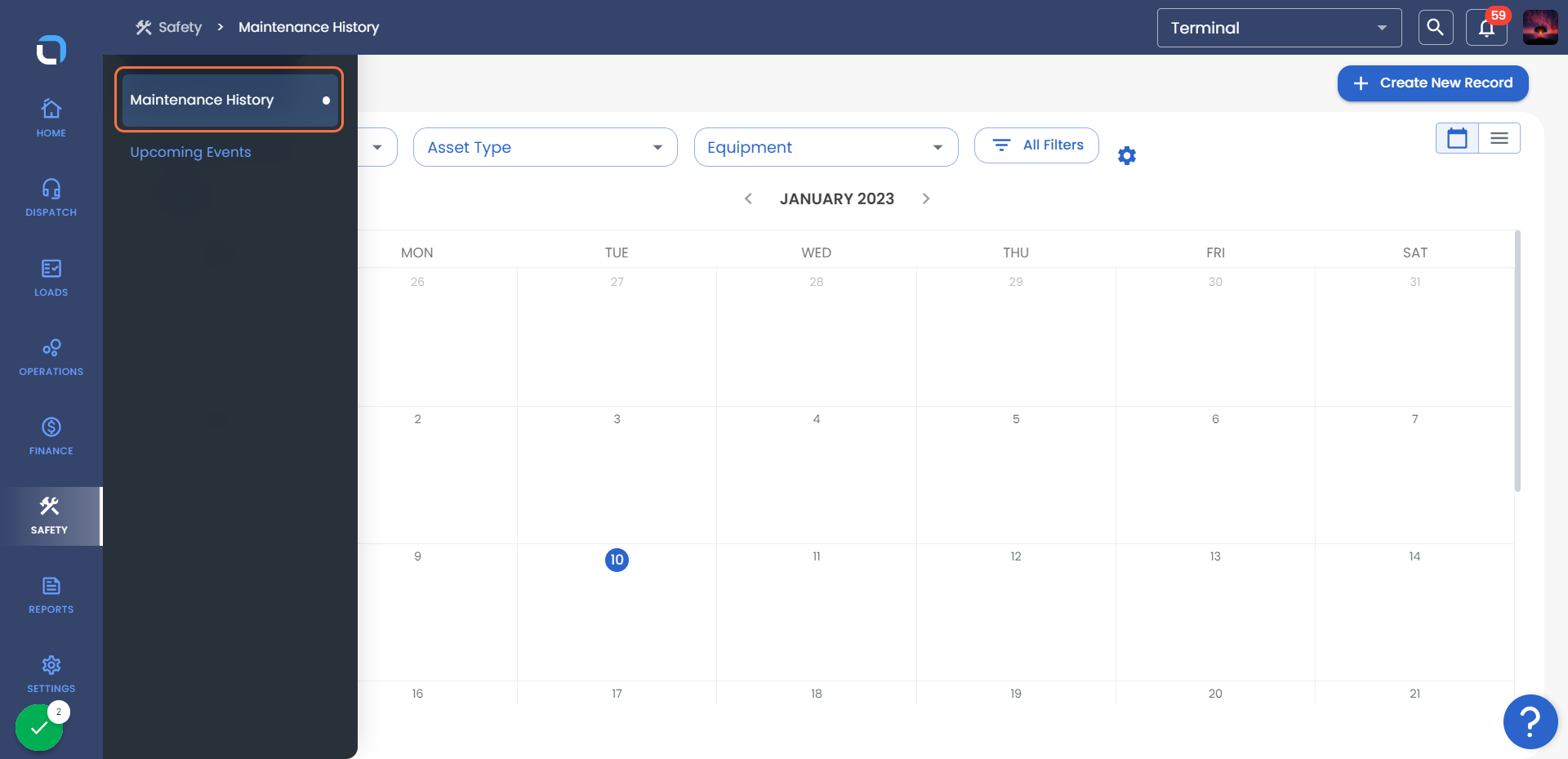 Click on Maintenance History