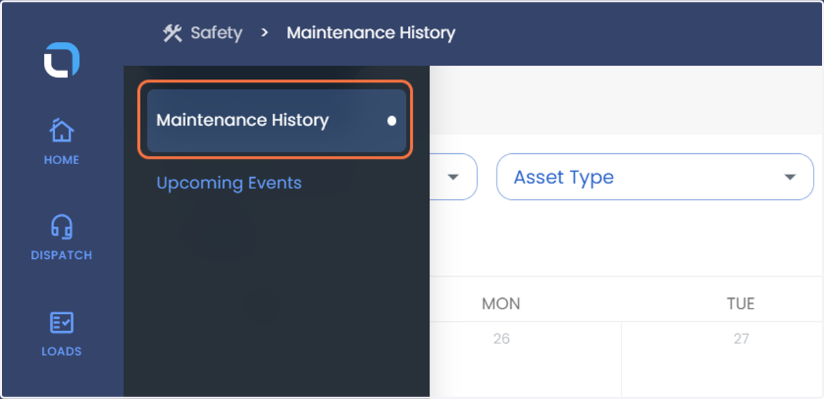 Click on Maintenance History