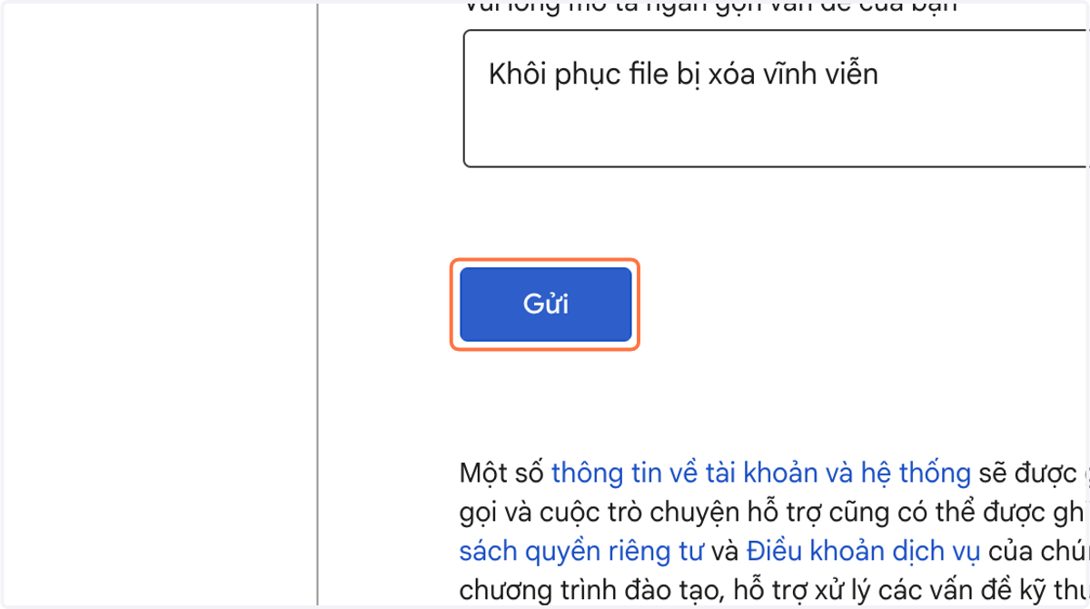 Nhấp vào gửi Gửi