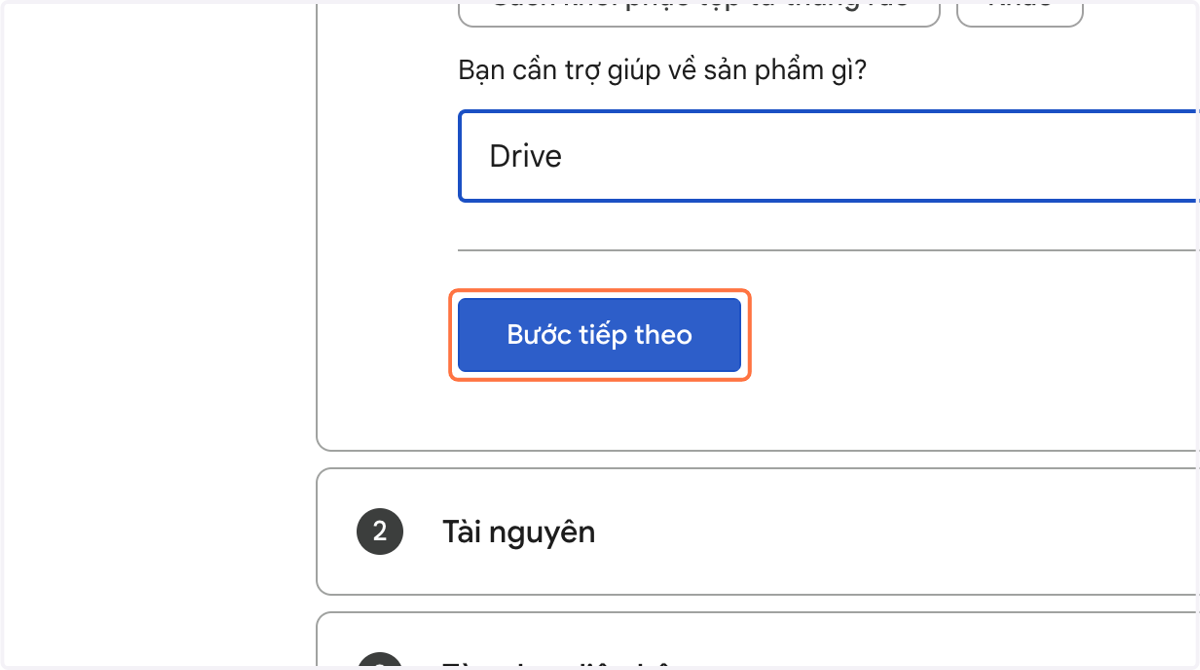 Chọn tiếp Bước tiếp theo