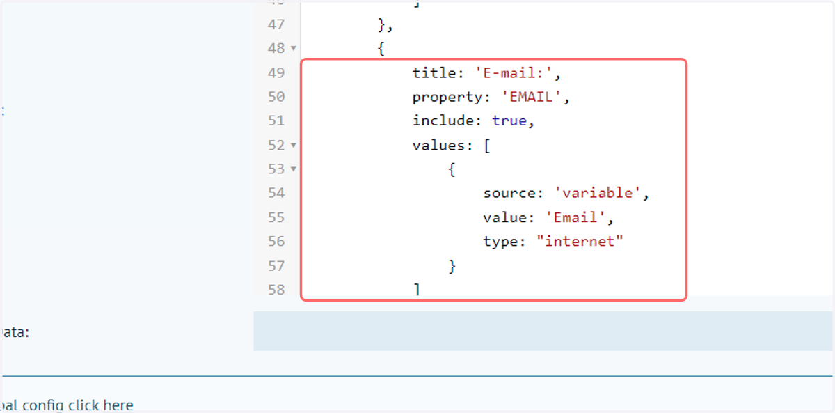 Formatting vCard data (Example 3 - Email)