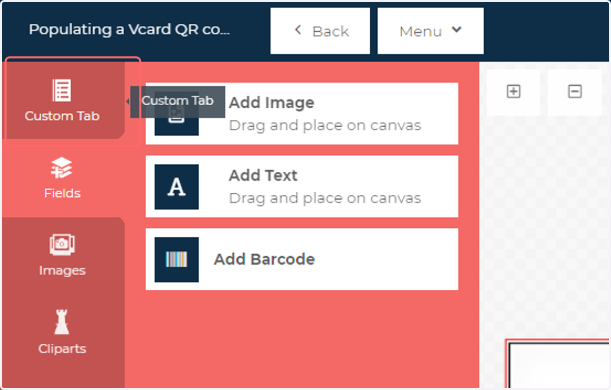 Click on Custom Tab