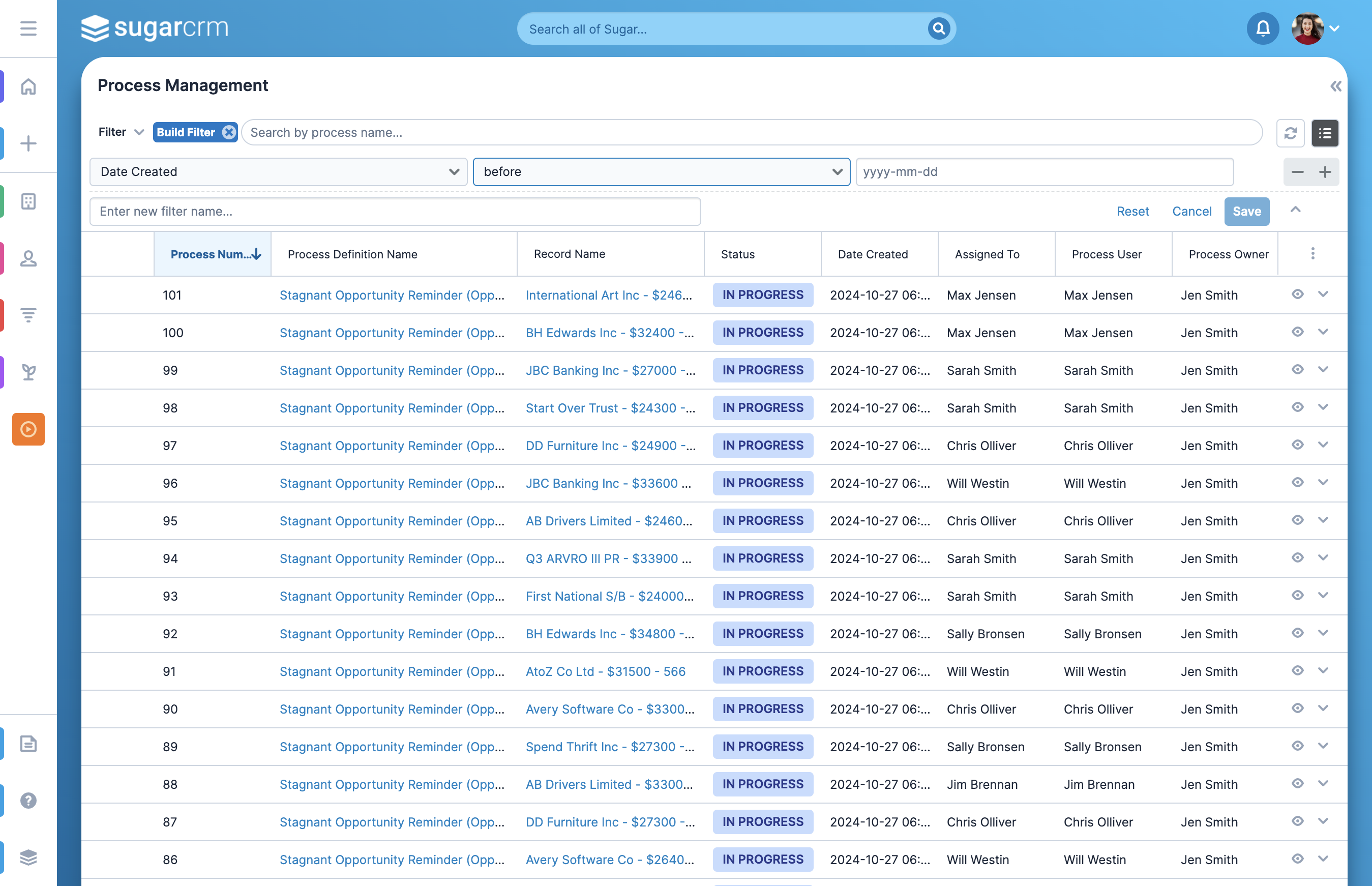 Select or enter a field value to filter by