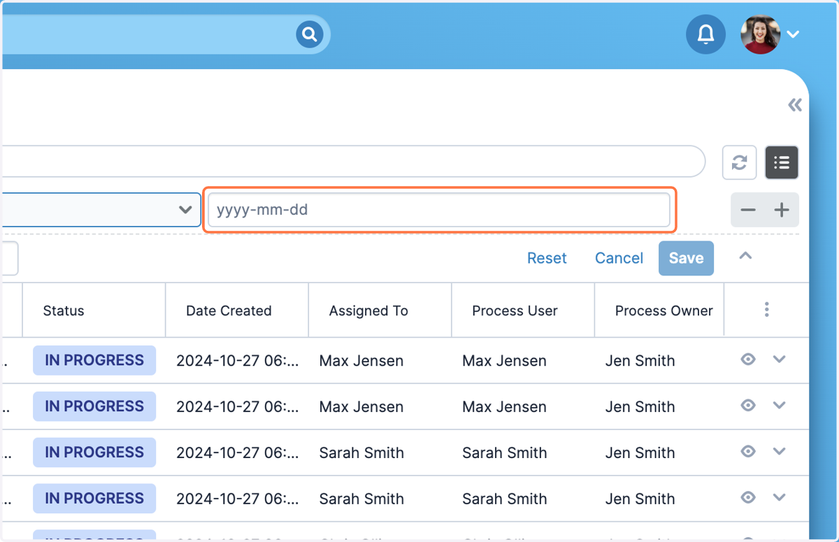 Select or enter a field value to filter by