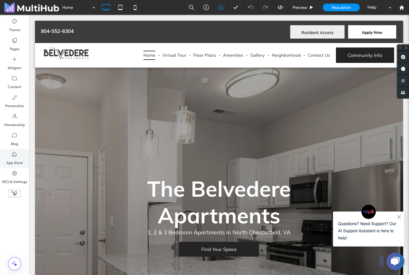 Log onto your property website and click on App Store on the left-hand menu