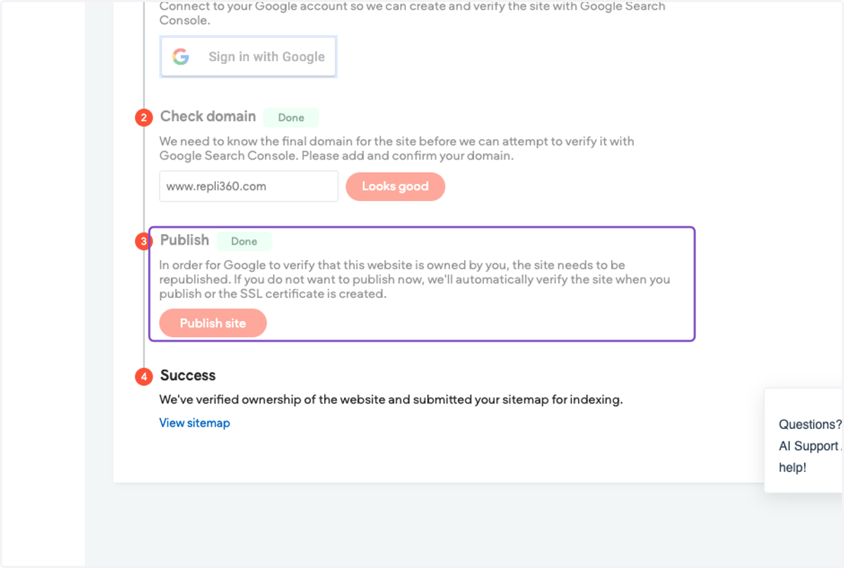 Follow the prompts to connect your property website. You will need to log into the Google Account.