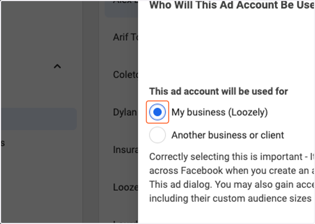 Select My business (Loozely)