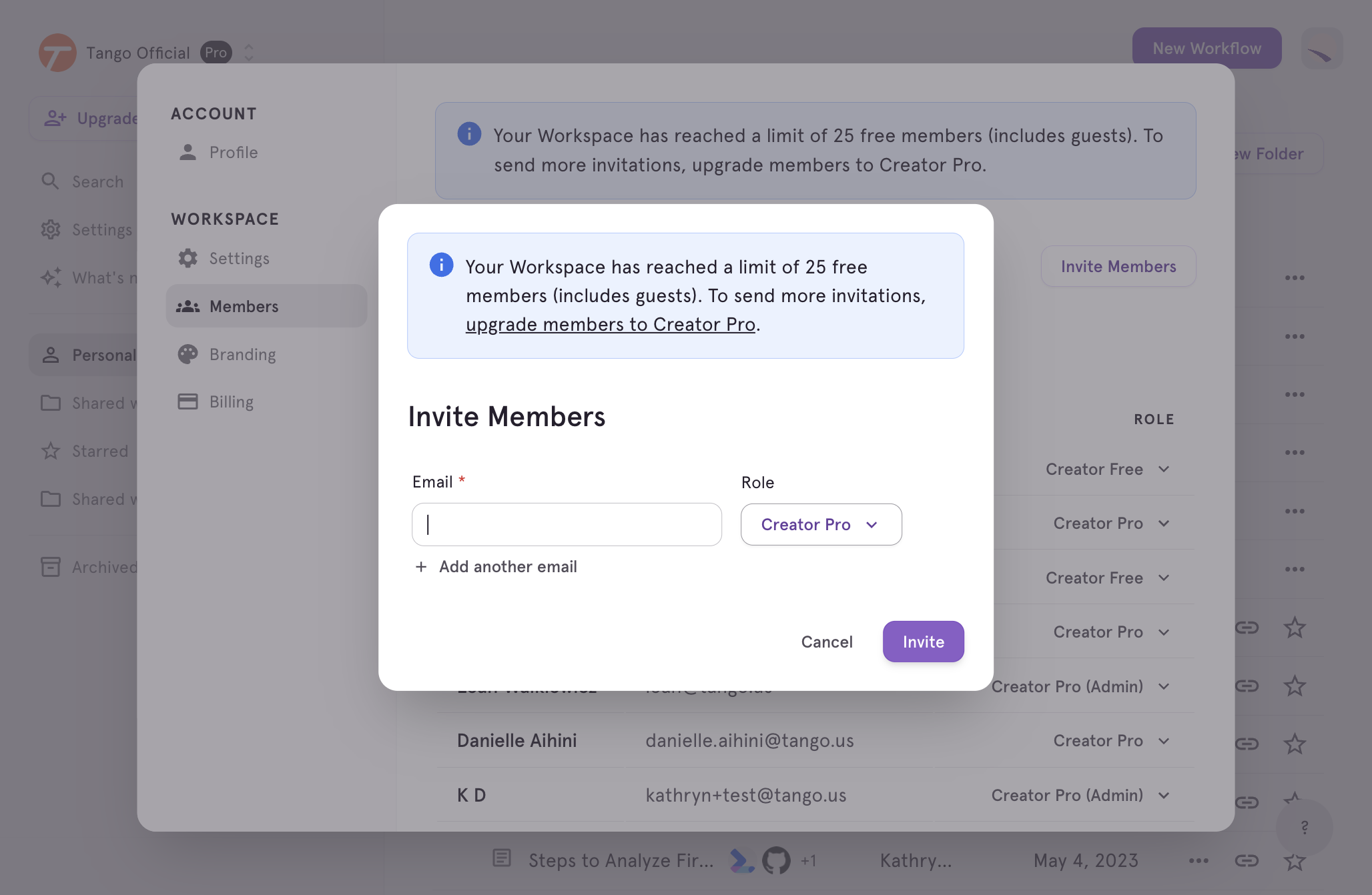 Click on Invite