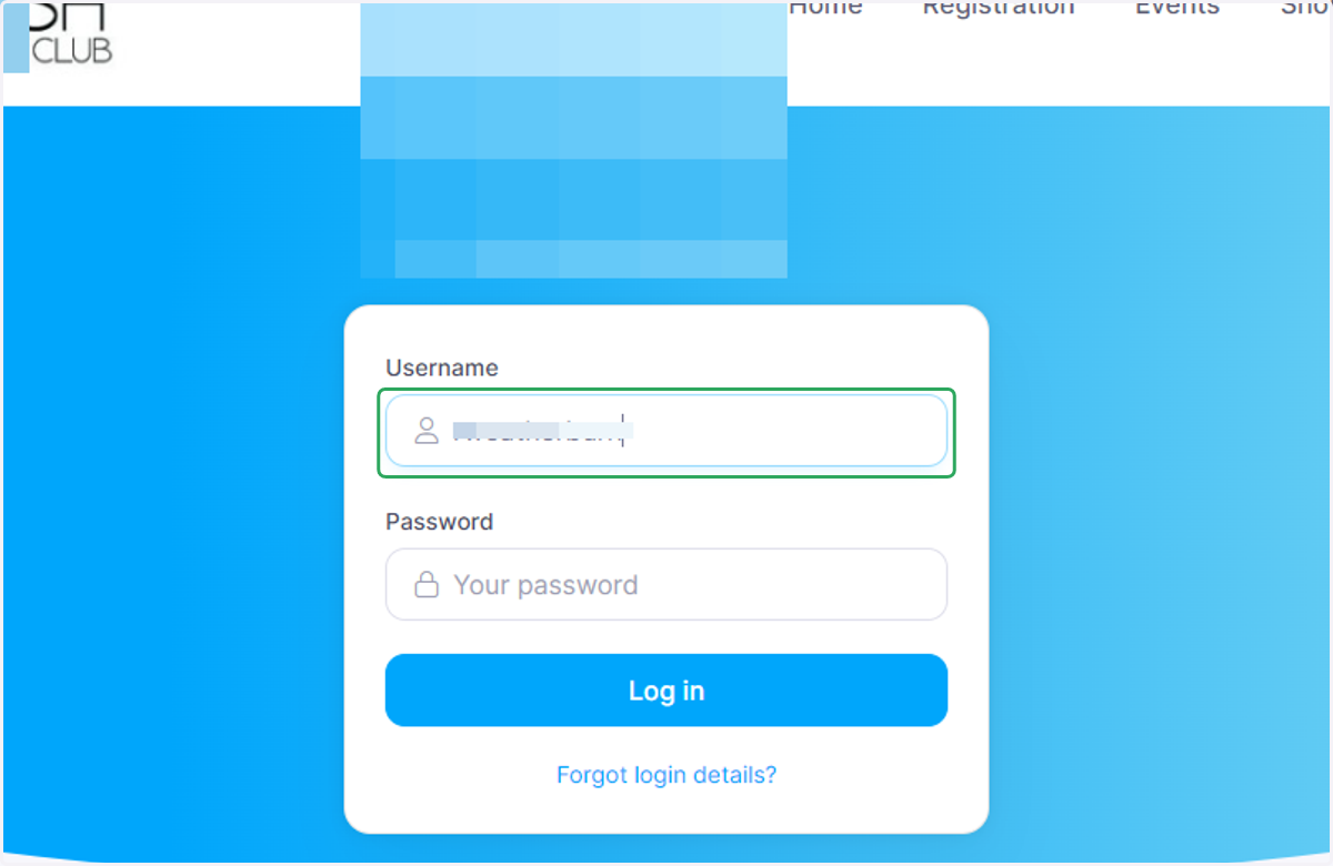 Enter your username and password then log in