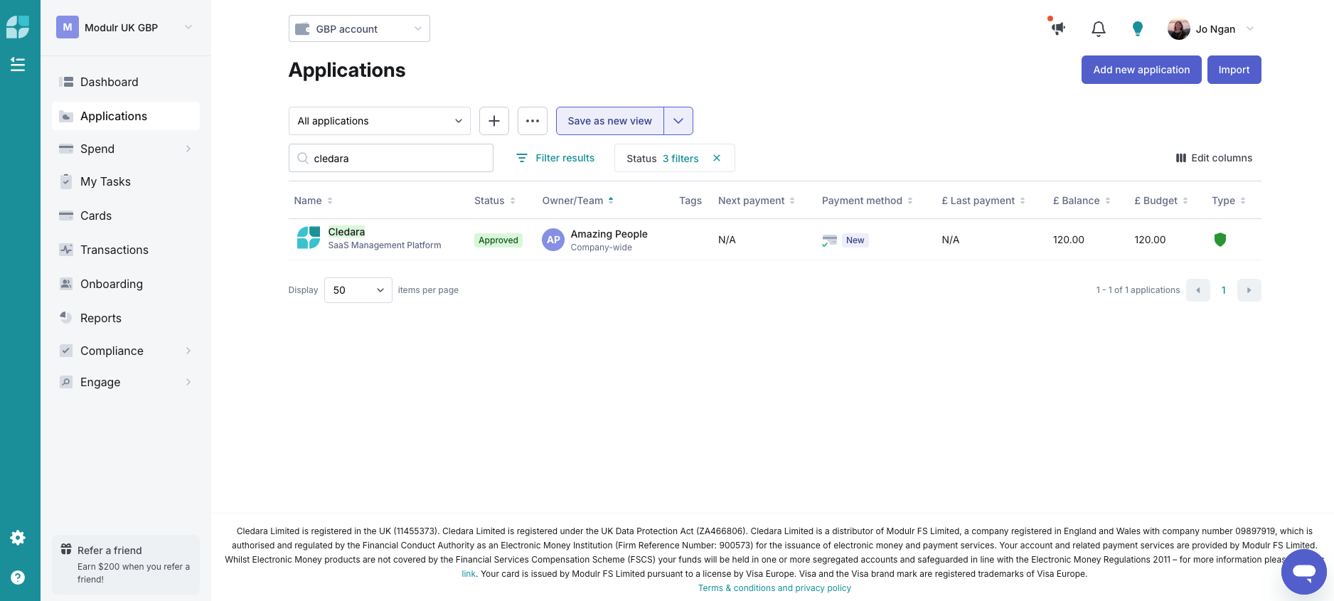 The new application is now added to the stack!