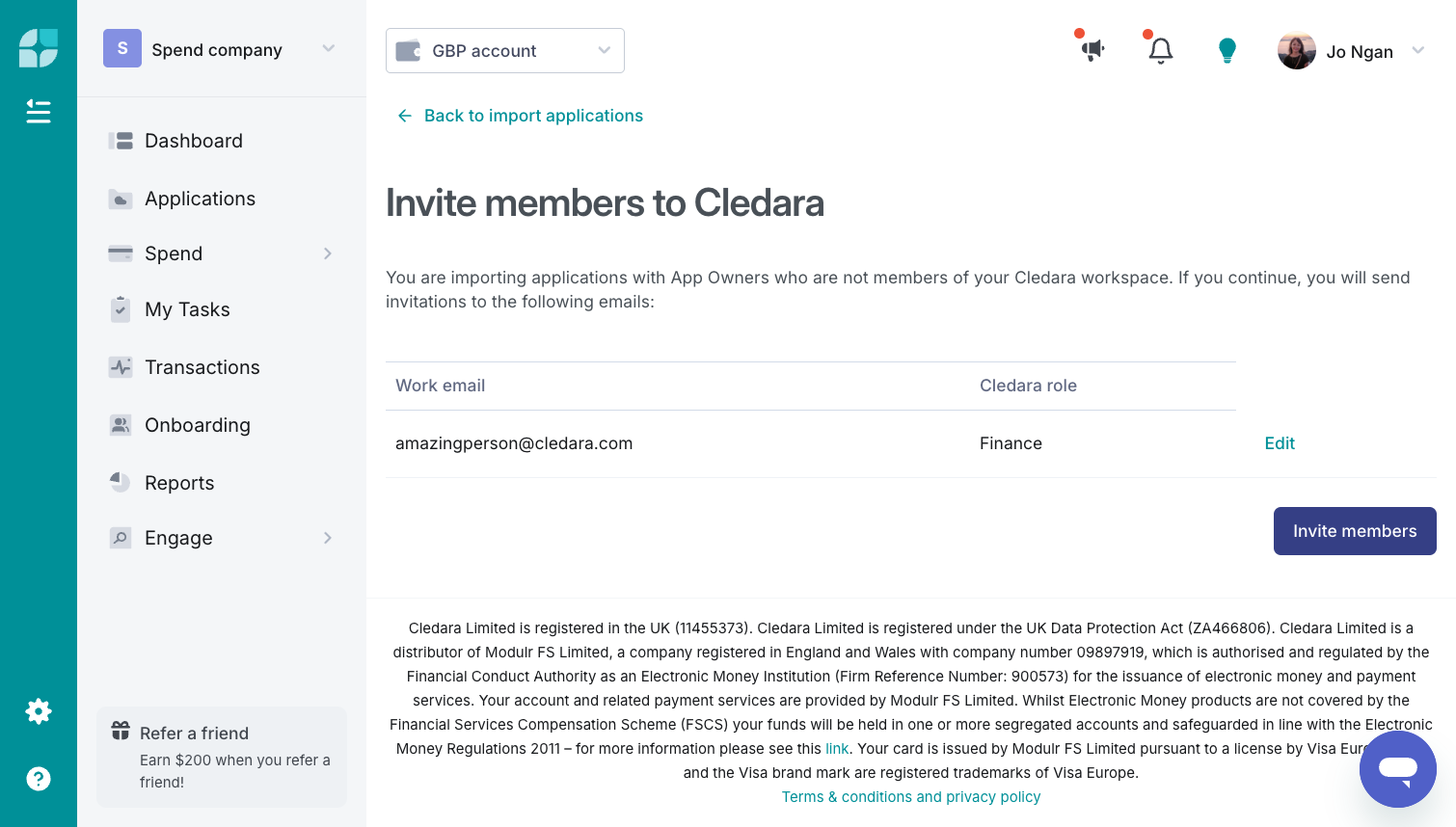 Click on Invite members to send out the invitation emails to join your workspace.