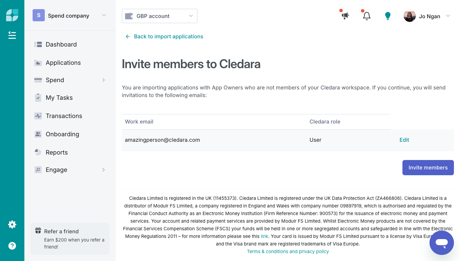 Any App Owners who have not joined your workspace yet will appear here. You can edit their user role and send out an invitation here.