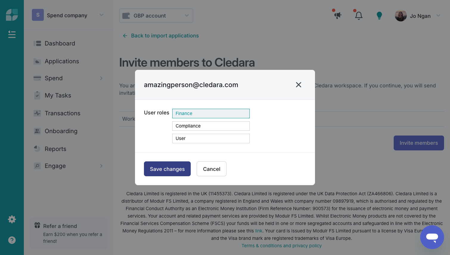 Click on Save changes to confirm.