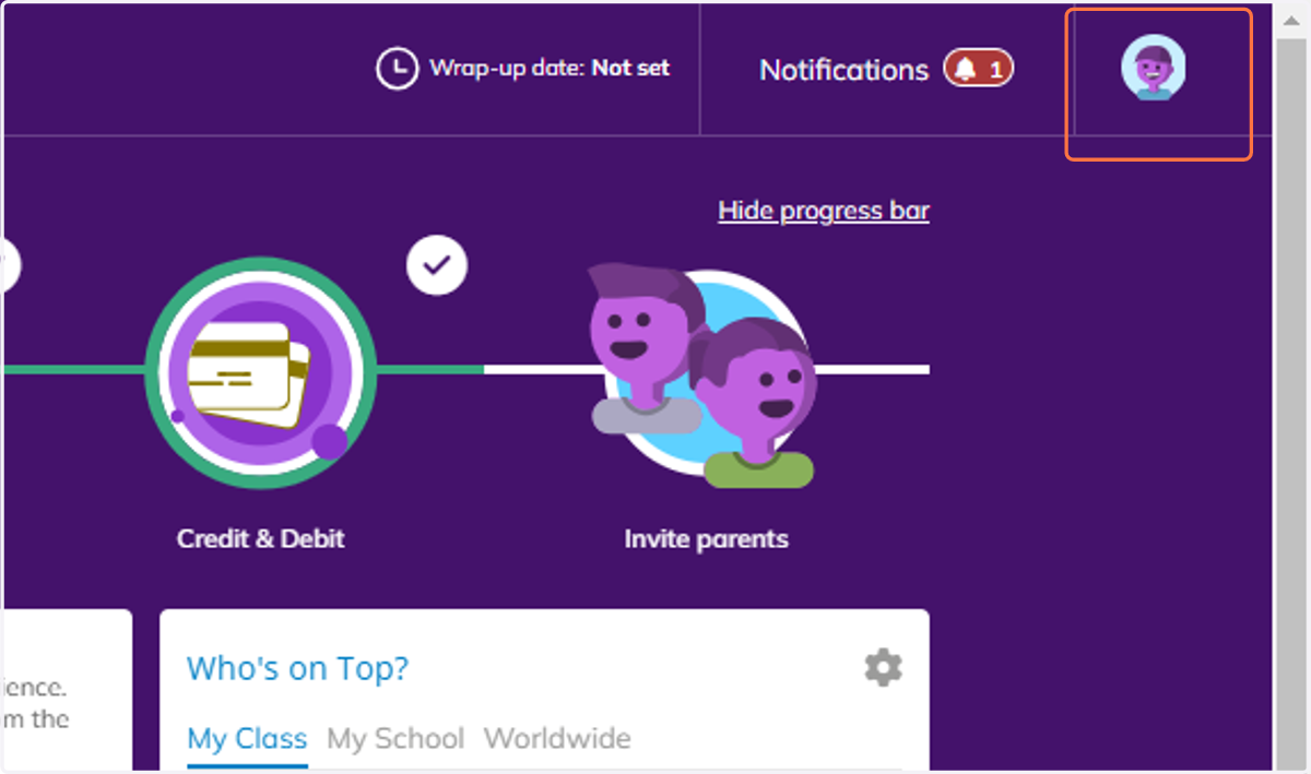 From your classroom view, click on your profile icon in the top right of the screen.