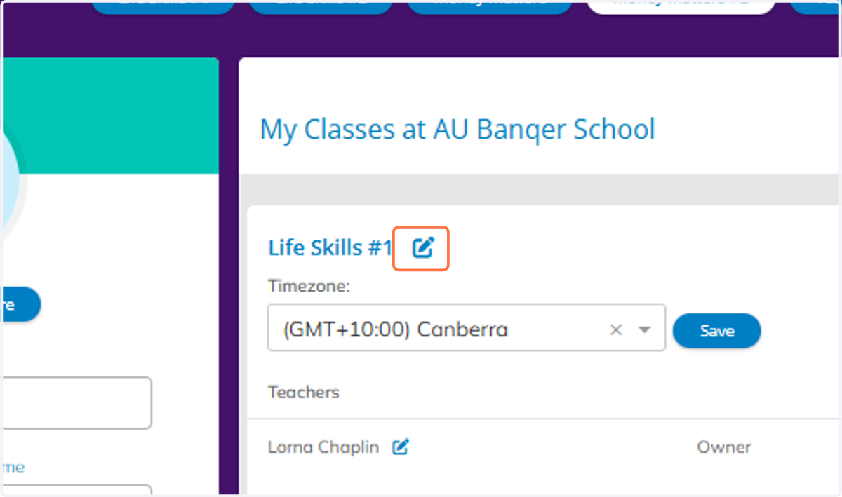 Click on the edit button beside the name of the class you would like to edit.