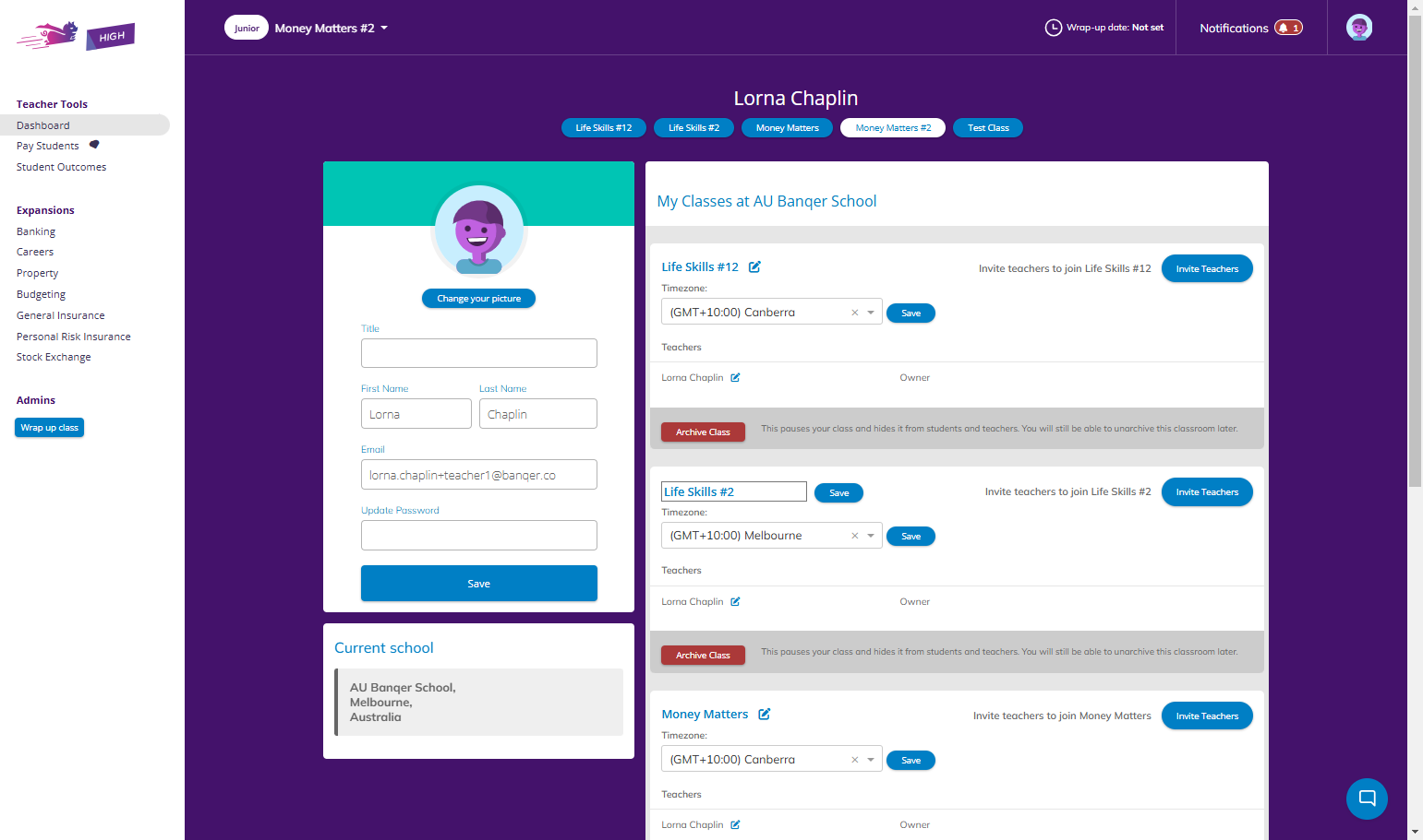 Click on Dashboard to return to your Dashboard view.