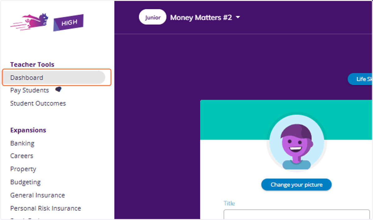 Click on Dashboard to return to your Dashboard view.