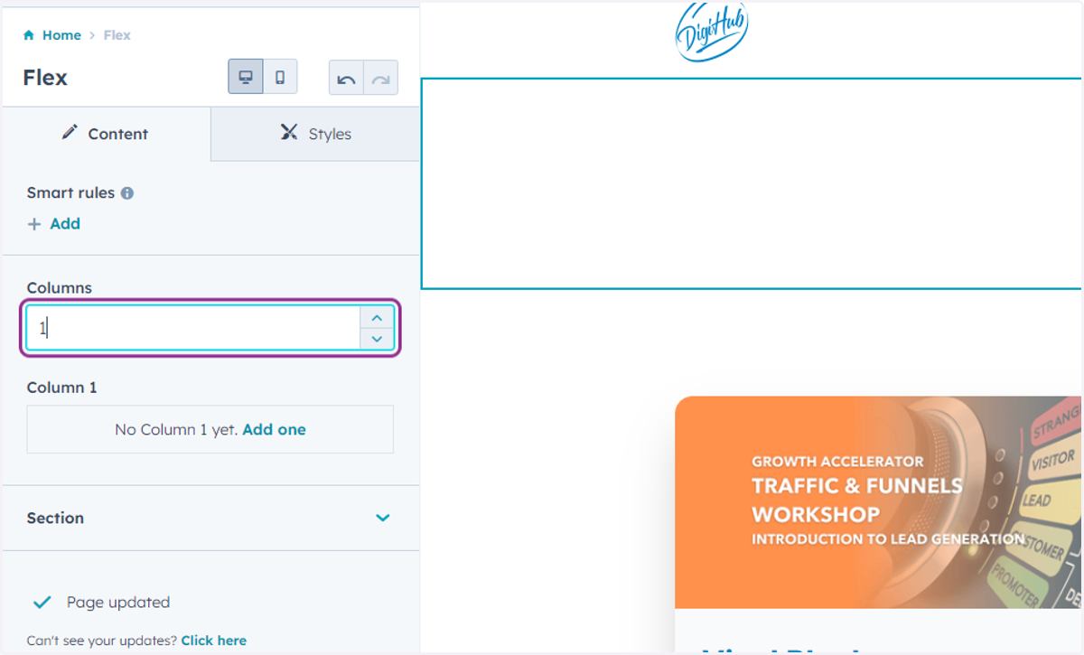 Include up to Six Content Columns