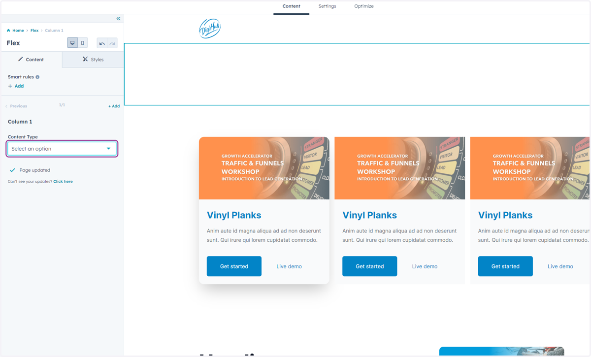 Select "Content Type"